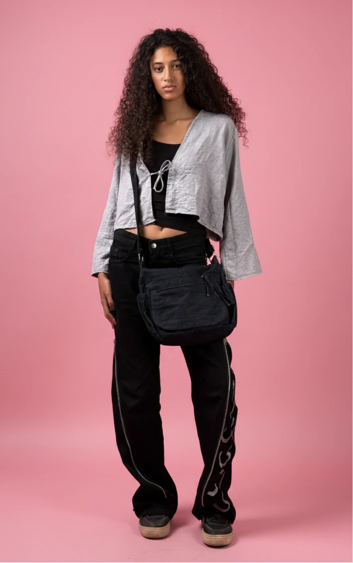 SAC CROIX EN DENIM BLEU FONCÉ