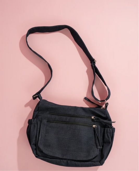 SAC CROIX EN DENIM BLEU FONCÉ